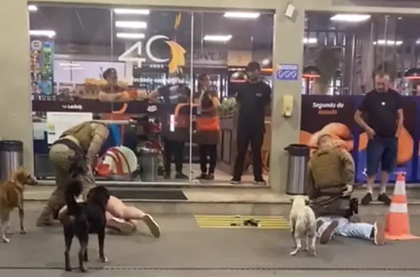 PM dá mata-leão em homem rendido e agride mulher em SC