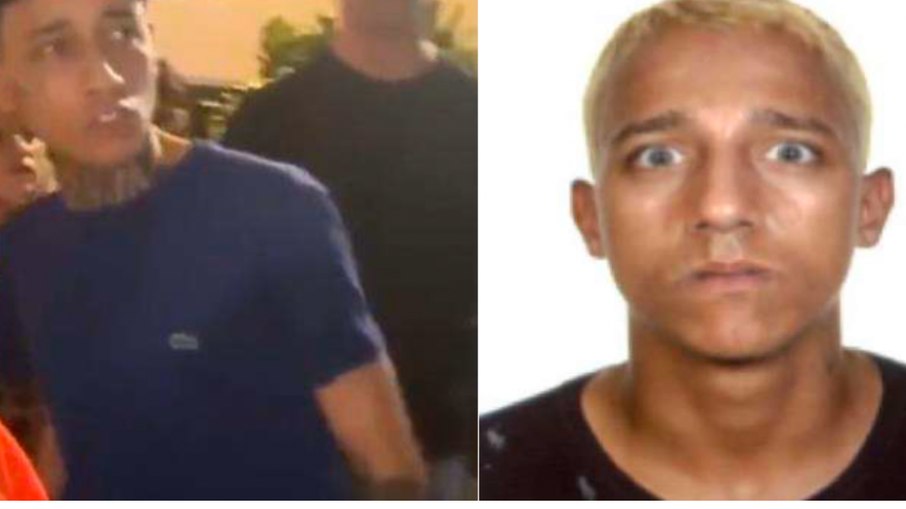 Roberto Hipólito Rutkauskas, 29 anos e conhecido como "Zóio de Gato", em imagem da discussão com membros do PCC (esquerda) e em foto de identificação oficial (direita)