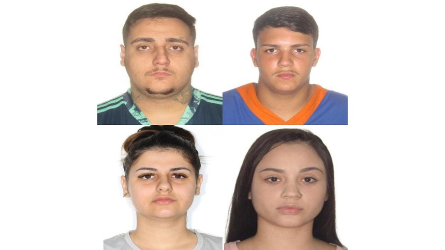 No alto, à esq.: Igor, o empresário morto. Ao lado, Mario, melhor amigo e réu pela morte. Embaixo, à esquerda: Marcelly, ex-mulher de Mario e irmã de Igor. Ao lado, à direita: Rafaela, mulher de Igor